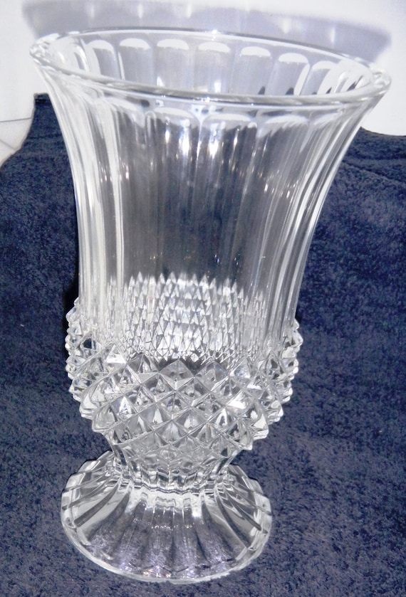 CRYSTAL d'ARQUES カットガラス フラワーベース CRISTAL D'ARQUES - DURAND「ロンシャン」脚付きクリアカット