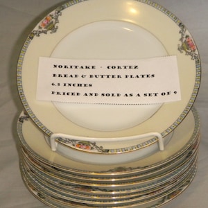 NORITAKE Fine China – CORTEZ  -  Bread and Butter Plates – 6.5 inches  -  Priced and Sold As A Set Of 9