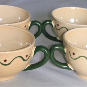 METLOX POPPYTRAIL California PROVINCIAL - Xícaras de café / chá / Conjunto de 4 - Galo Vermelho / Verde