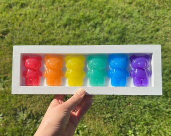 Rainbow Gelato 3D Teddy Bears Resin Wall Art | Pop Art Decor (12"x 4")