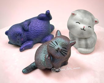 Handmade Resin Cat Figurines | Desk, Bookshelf Decor Accents