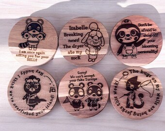 Animal Crossing New Horizons Wooden Coasters Set of 6 | ACNH collector | Cozy home decor