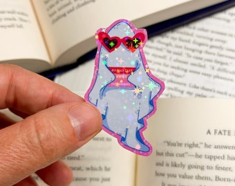 Holografische sticker Reading Ghost: Bookish Romantasy Kindle-sticker