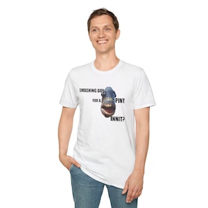 Funny British Fish Beer Emoji Unisex Softstyle T-Shirt, Smashing Day for a Pint, Meme Joke Shirt for Men and Women