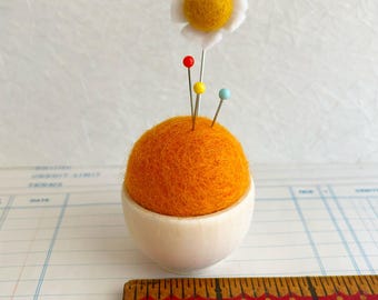 Orange Wool Felt Pincushion