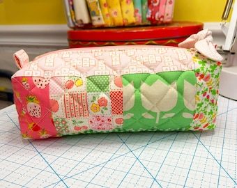 Patchwork Quilted Boxy Pouch