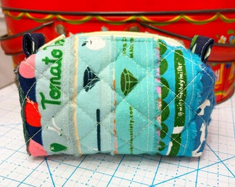 Small Quilted Boxy Pouch Made With Fabric Selvedges