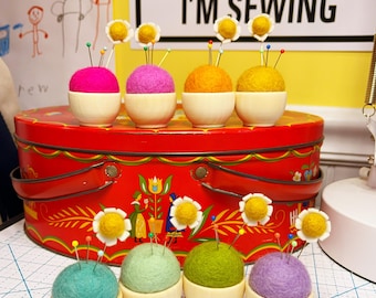 Magenta Wool Felt Pincushion