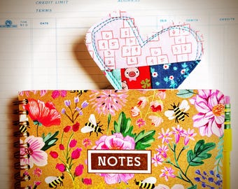 Jumbo Patchwork Heart Bookmark/Planner Clip