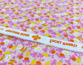 Half Yard cut of Lucky Rabbit Calico fabric in pink