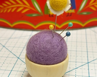 Purple Wool Felt Pincushion