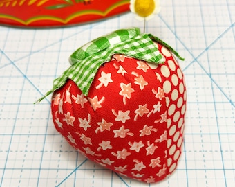 Patchwork Strawberry Pincushion with Magnet Top