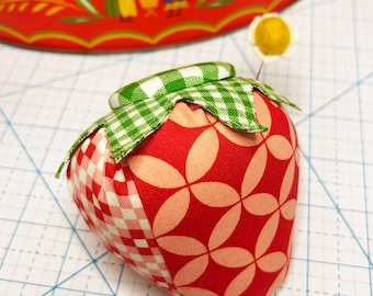 Patchwork Strawberry Pincushion with Magnet Top
