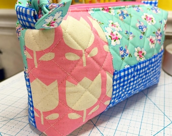 Patchwork Quilted Boxy Pouch