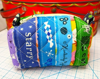 Small Quilted Boxy Pouch Made With Fabric Selvedges