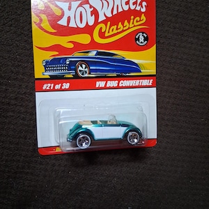 2006 Hot Wheels Volkswagen Bug Convertible Classics Series 2, Spectraflame Green, Whitewalls, #21 of 30 Volkswagen Beetle.