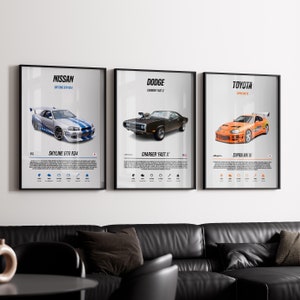 Fast & Furious Poster Bundle 4er Set | Sportwagen Poster | Automobiles Wandbild | Kinderzimmer Deko | digitaler Download | Auto Kerl Geschenk