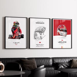 Charles Leclerc F1 Poster Set: Ferrari, Monaco, Helmet (Digital Download)