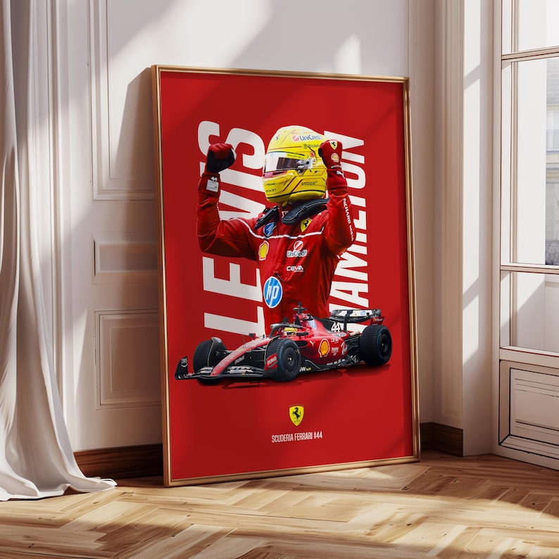 Lewis Hamilton Ferrari F1 Poster: Scuderia Debüt-Kunstwerk Bild 1