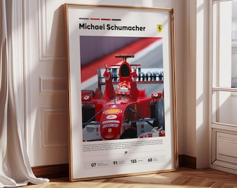 Michael Schumacher F1 Poster: Vintage Car Racing Wall Art