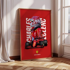 Charles Leclerc / Scuderia Ferrari / Póster de F1 / Fórmula 1 / Regalo de Fórmula 1 / Arte de F1 / Decoración de pared de F1 / Impresión de Fórmula 1 / Regalo de F1