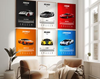 Superbilsaffisch: Porsche, Ferrari och mer (digital nedladdning)