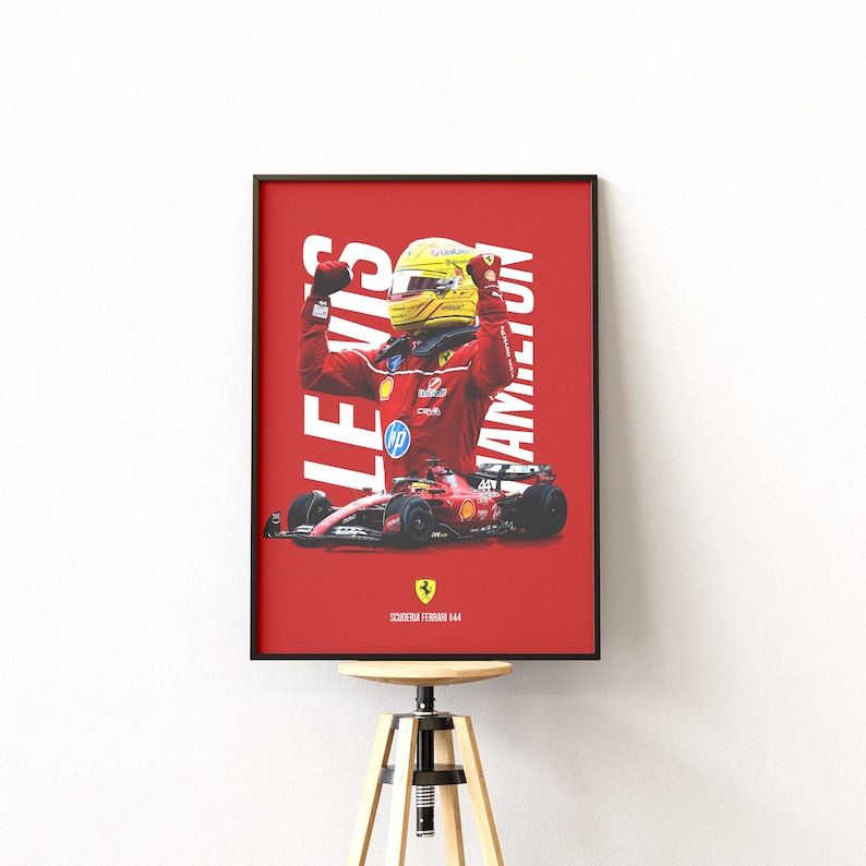 Lewis Hamilton Ferrari F1 Poster: Scuderia Debüt-Kunstwerk Bild 6