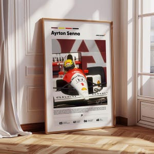 Ayrton Senna / McLaren / póster de F1 / Fórmula 1 / regalo de Fórmula 1 / arte de F1 / decoración de pared de F1 / impresión de Fórmula 1 / regalo de F1 / arte de deportes de motor
