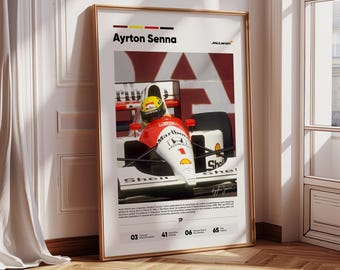 Póster de Ayrton Senna McLaren F1: Impresión artística de deportes de motor