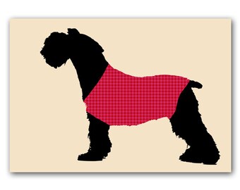 Schnauzer Dog Print - black color, silhouette, dog art, red sweater, pet lover, Schnauzer art