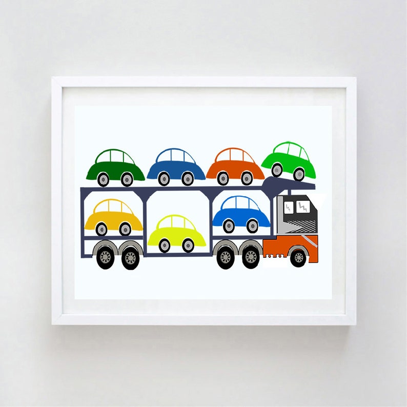 Lorry Loaded With New Cars Print Cars Nursery Decorating - Etsy
