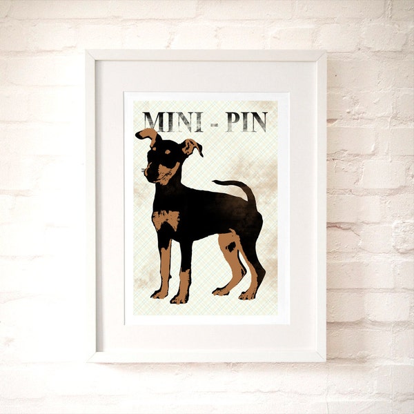 Zwergpinscher Hund print - Hund Illustartion, Wand-Dekor, Zwergpinscher, Zwergpinscher Kunst, Zwergpinscher drucken
