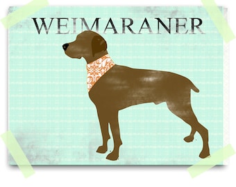 Weimaraner  art -  Fine art print , dog lover, dog art, brown, silhouette