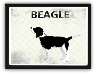 Beagle Dog - Fine art print, Dog collection, Beagle art, dog art, Beagle silhouette black and white dog art