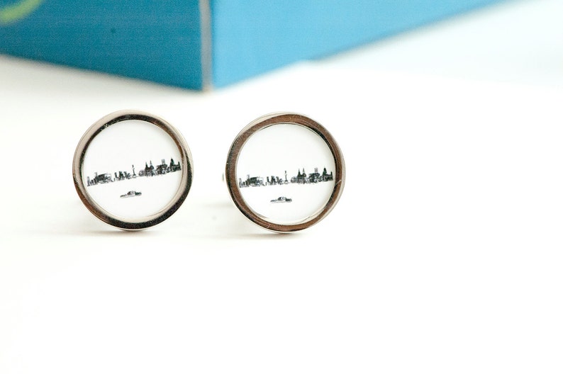 Liverpool city skyline on Cufflinks Husband, Weddings, novelty cufflinks, liverpool silhouette fathers day gift for him image 1