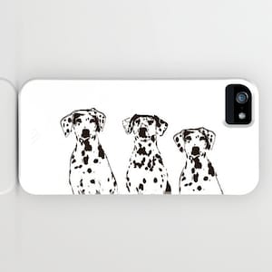 Three Dalmatian Dogs on Phone Case black and white, pet dog,Dalmatian , iPhone 14, iPhone 14 Plus, Gifts for Pet Lovers, iPhone 11 image 1