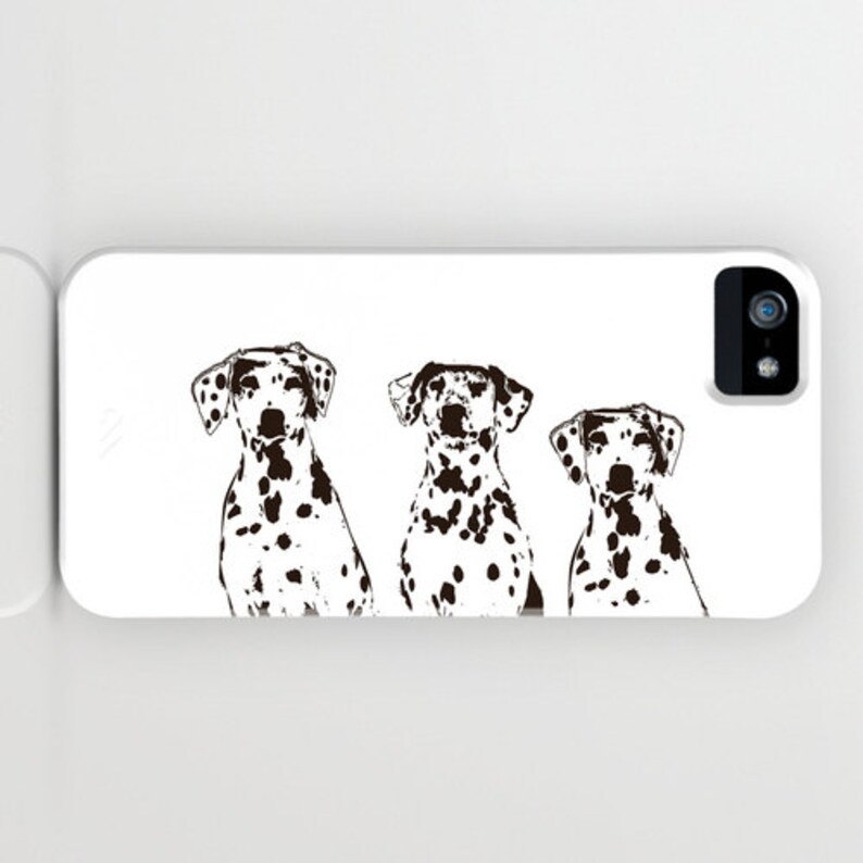 Three Dalmatian Dogs on Phone Case black and white, pet dog,Dalmatian , iPhone 14, iPhone 14 Plus, Gifts for Pet Lovers, iPhone 11 image 1