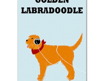 Golden Labradoodle Dog Print  Dog lover illustration pet animal Labradoodle art