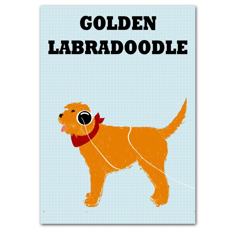 Golden Labradoodle Dog Print Dog lover illustration pet animal Labradoodle art image 1