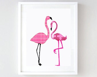 Flamingos in love -  Kids Art Prints,  nursery decorating ideas, Pink flamingos, nursery flamingos, baby girl nursery