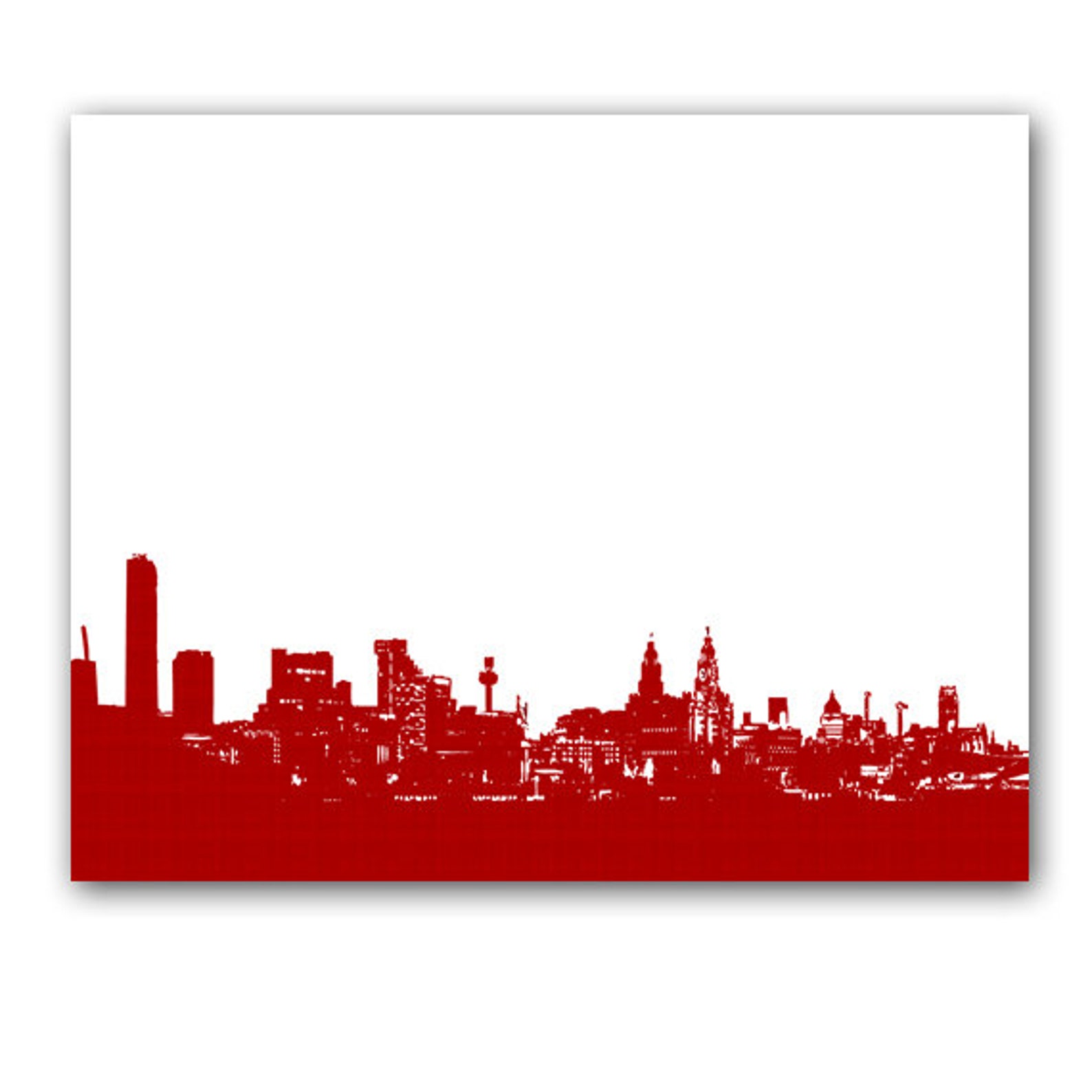 Liverpool Skyline in Red Fine Art Print Modern Decor Wall Art Etsy