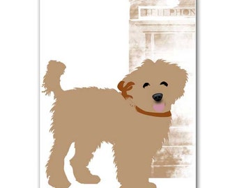 Brown Labradoodle Dog Print - Silhouette, Labrdoodle Dog Gifts, Dog illustration, pet animal, Labradoodle art