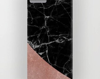 Black Marble with Rose Gold Pattern 1 on Phone Case -   iPhone 11, iPhone X, Marble, Black Marble, Rose Gold, iPhone X, Samsung S21