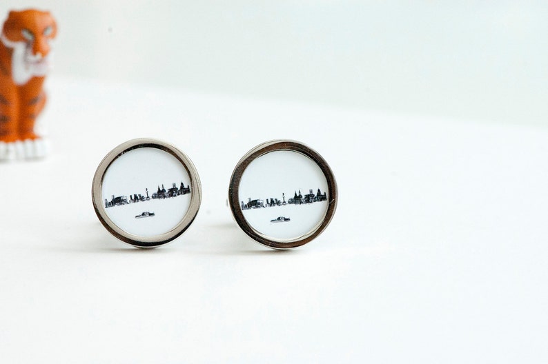 Liverpool city skyline on Cufflinks Husband, Weddings, novelty cufflinks, liverpool silhouette fathers day gift for him image 2