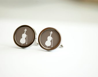 Cello on cufflinks - Musicial cufflinks, Men's Cufflinks,  Husband, Wedding gift, Novelty cufflinks for him