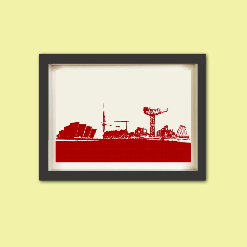 Glasgow City Skyline Fine Art Print , Modern Decor, Wall Art City, Home