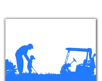 Grandfather and grandson playing golf together, silhouette, wall decor, Fathers Day, Gift For Father, grandfather, grandson, family