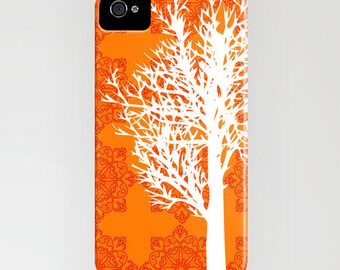 Fall Tree on Orange Phone Case - Samsung Galaxy S9 ,iPhone X, floral, Gift Ideas for her, Gift Ideas, Autumn, Fall, Samsung S22, iPhone 13