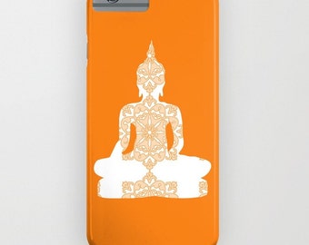 Buddha on Orange Phone Case -  Yoga Gift, Samsung S21, Yoga art, Samsung S21, iPhone X, iPhone 11, buddha, orange Phone, Yoga