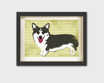 Cardigan Welsh Corgi Dog - Print, dog art, Corgi Art, welsh corgi, Dog Gifts, Gift For Corgi Lovers, Pet Lovers - Gift for mum, Corgi Gifts